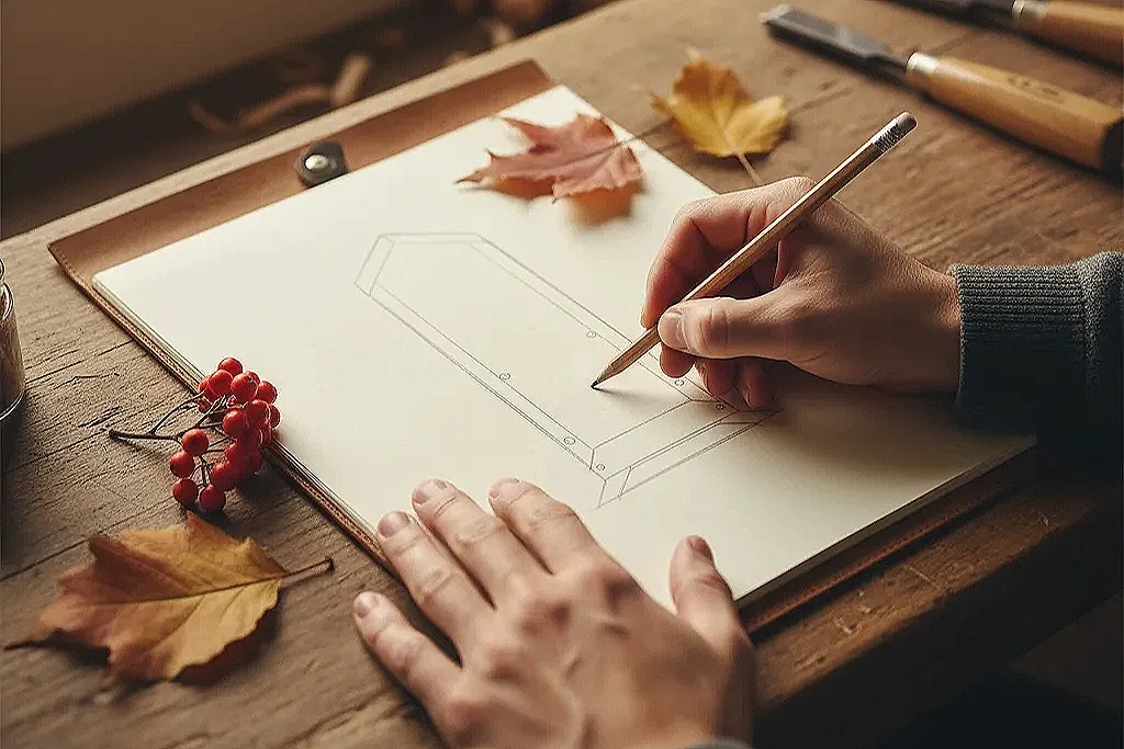 Sketch of a custom planter stand design, representing the 'Share Your Vision'